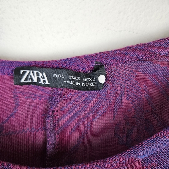 ZARA  Purple Wrinkled Jacquard Maxi Dress Size Small - Picture 12 of 15
